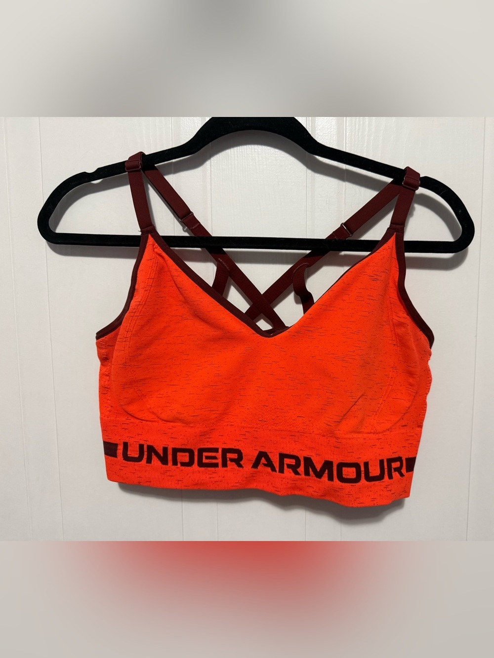 Under Armour Bright Coral/Orange Strappy Crisscross Sports Bra